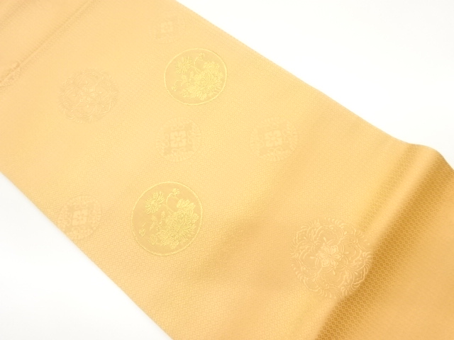 金通し花丸文に菱尽くし模様織出し袋帯